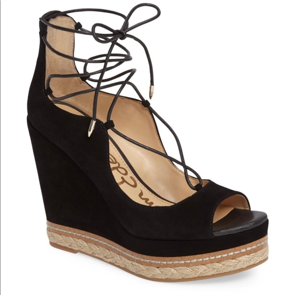 Brand New Sam Edelman - Black Suede, Harriet Wedges